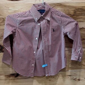 Ralph Lauren Kids Burgundy Checkered Button Down Shirt